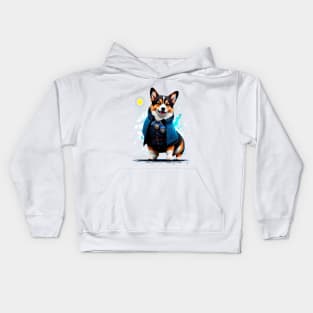 Whimsical Corgi in Magical School Uniform Kids Hoodie